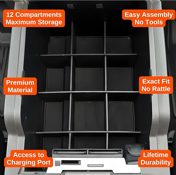 Vehicle OCD - Center Console Organizer for Ford F250 / F350 SuperDuty (2011-2016) (Full Console w/Bucket Seats ONLY) - Made in USA - SLX120