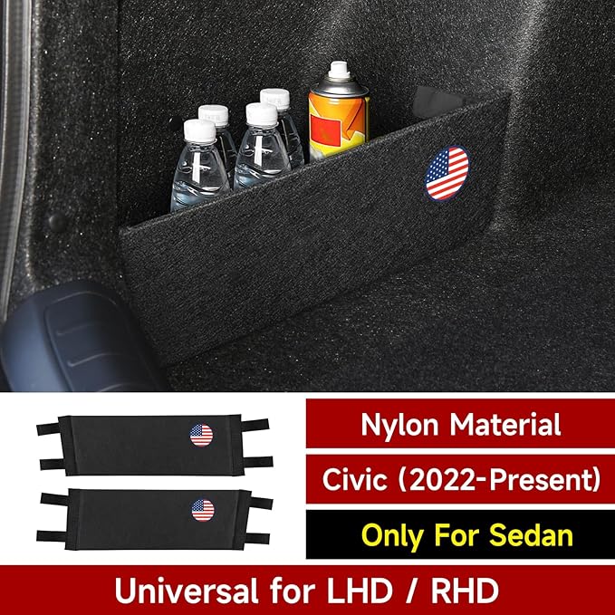 2PCS Car Rear Trunk Organizer Side Divider Board Compatible with 11th Gen Honda Civic 2022 2023 2024 2025 Accessories - ONLY for Sedan