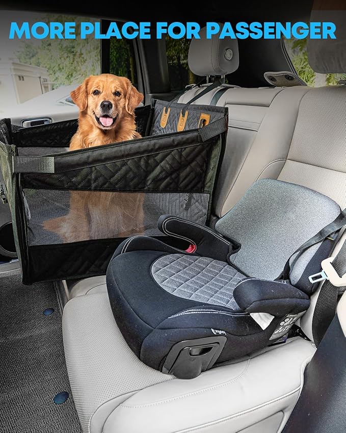 Kohree Dog Car Seat Cover for Medium Large Dogs, Hard Bottom Dog Car Seat Cover for Back Seat Waterproof 600D Car Hammock for Dogs Pet Back Seat Extender for Cars SUV Truck - Upgraded Version