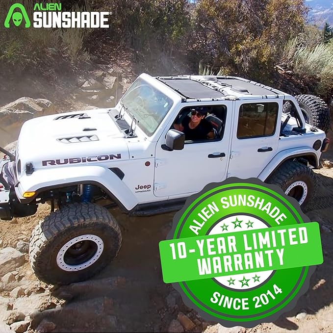 Alien Sunshade Jeep Wrangler JLU Blue (2018-2023) Front & Rear Mesh Sun Shade for JL Unlimited, Blocks UV, Wind, Noise, Jeep Gifts, Bikini JLkini Top Cover for Sport, Sport S, Sahara, Rubicon