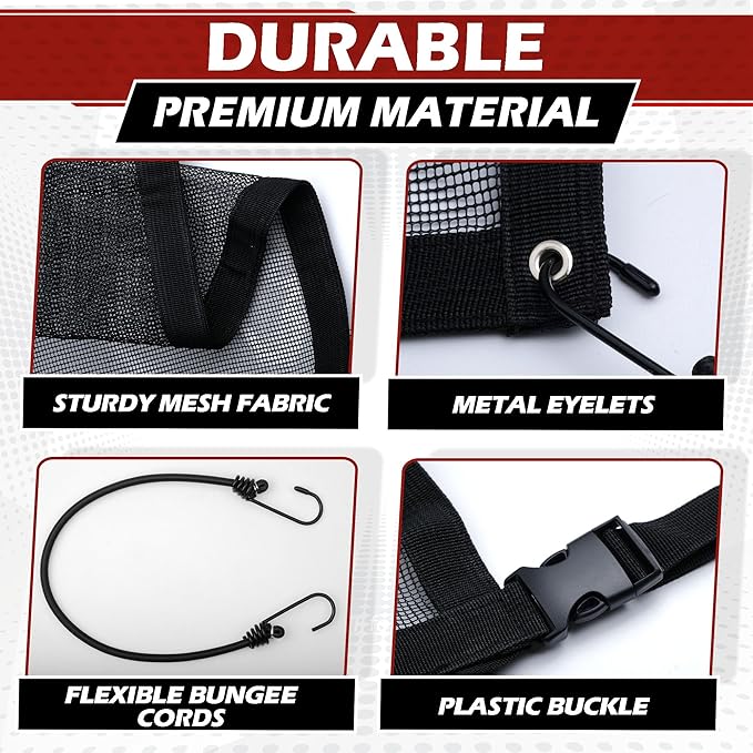 Universal Dog Car Net Barrier – Sturdy Mesh, Easy Install, Breathable Design, Easy to Clean, Flexible Bungee Cords for Adjustable Fit 23"×23" (Black)