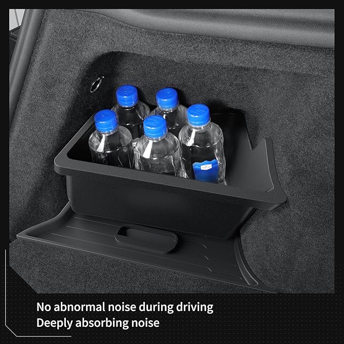 LUCKEASY Rear Trunk Storage Bins & Trunk Corner Up Storage Box for Tesla Model Y Juniper 2025 2026 Trunk Side Storage Box for Model Y Juniper 2025.03-Present Accessories Black TPE