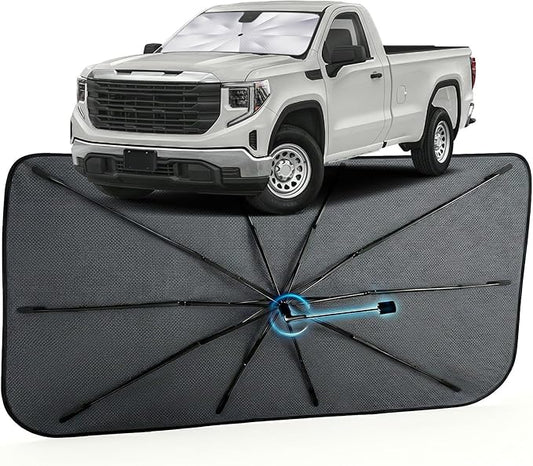 Car Windshield Sun Shade for GMC Sierra 1500 2500 3500 2019-2026 –[Reflective Coated Fabric] Sunshade Umbrella for Front Window, Car Shades Sun Visor Keep Car Cool and Protects Interior, 1:1 Exact Fit