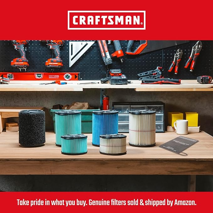 CRAFTSMAN CMXEVBE17250 2.5 Gallon 2.5 Peak HP Wet Dry Vac, Portable Shop Vacuum Wet and Dry with Filter Bag, Hose and Attachments for Cleaning in the Home