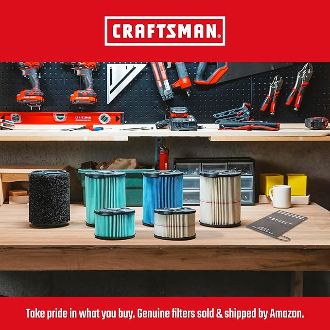 CRAFTSMAN CMXEVBE17596 20 Gallon 6.5 Peak HP Wet Dry Vac, Heavy-Duty Shop Vacuum Wet and Dry with Filter, Dust Bag, Hose and Attachments for Shop, Garage, Jobsite Cleaning