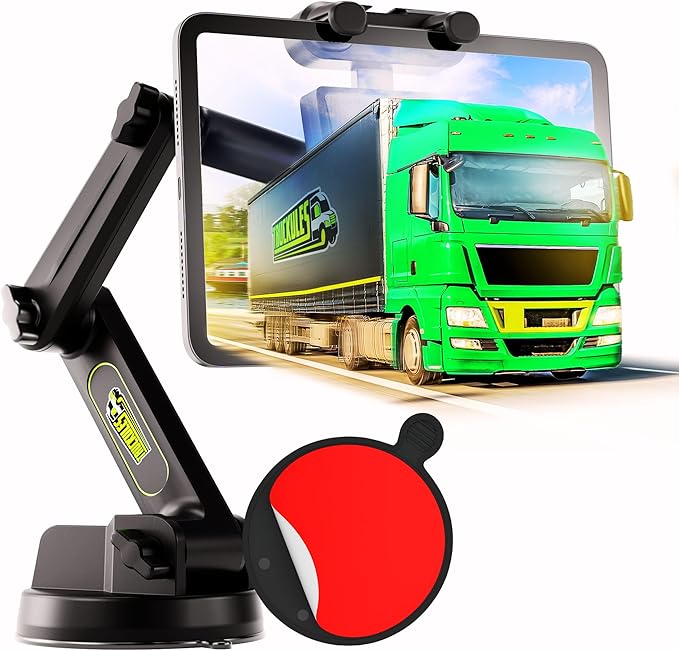 Tablet Holder for Truck Tablet Mount - iPad Mount for Truck, Heavy Duty Super Suction Cup,16.7 inch Long Arm & Stable,Device & iPad Holder for Dashboard,Dashboard Pad Windshield and Window -Commercial
