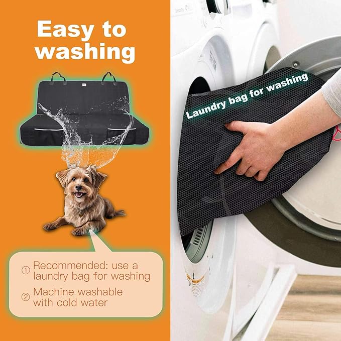 Reliadura Dog Car Seat Cover for Back Seat, Car Seat Covers for Pets, Nonslip Backseat Cover Protector, Washable Bench Seat Covers for Trucks & SUV
