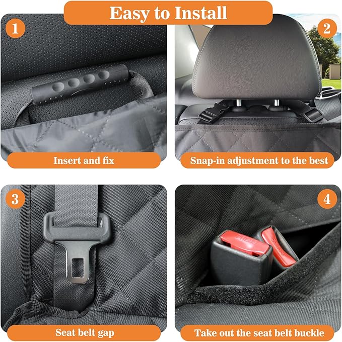 Meolsaek Dog Car Seat Cover for Back Seat, Scratch Proof Nonslip Pet Car Seat Cover, 4 Layers Waterproof Heavy Duty Back Seat Pet Cover for Dogs with Storage Bag (Black)