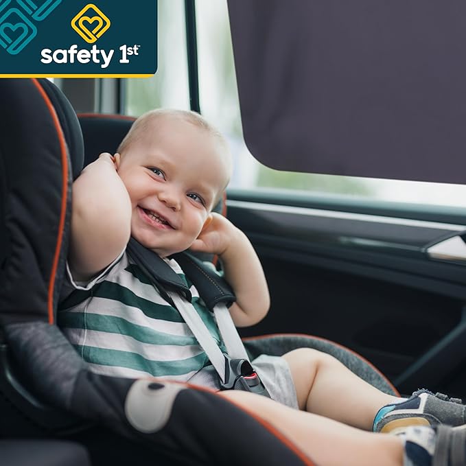 Safety 1st Cling Car Window Shades for Baby, 2 Pieces, Sun Blocker and UV Protection, Static Cling Privacy Shade, Black Tint
