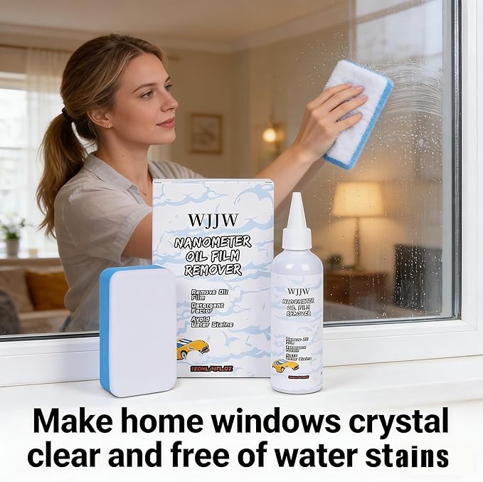 Car Glass Oil Film Remover, Nano Rare Earth Windshield Cleaner, Remove Water Spots, Wax & Grime, Restore Clarity for Auto Windows, Shower Doors & Home Glass