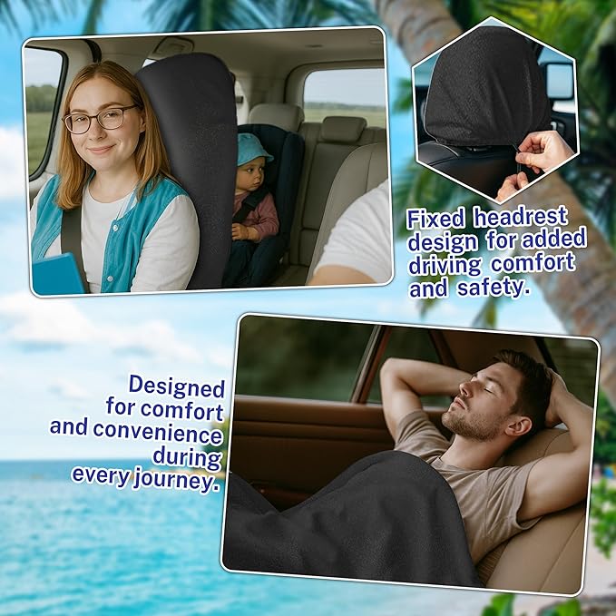 Car Seat Towel Cover After Gym, Car Seat Cover Towel – Sweatproof, Washable, Non-Slip Cover for Cars, SUVs (2 Pack, Black)