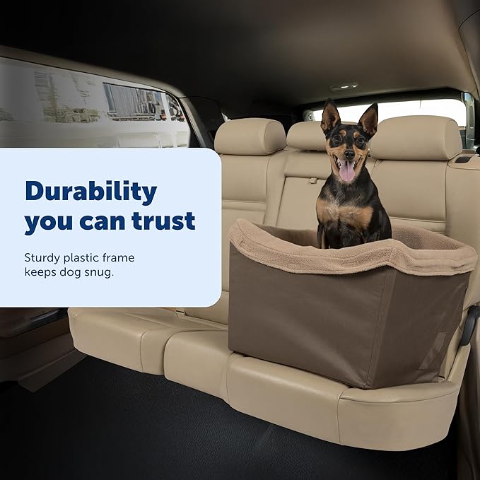 PetSafe Happy Ride Dog Safety Seat - Dedicated Pet Car Seat for Small Dogs - Elevated Booster Seat - Fleece Liner Booster Seat - Machine Washable - Fits Most Cars, Trucks & SUVs