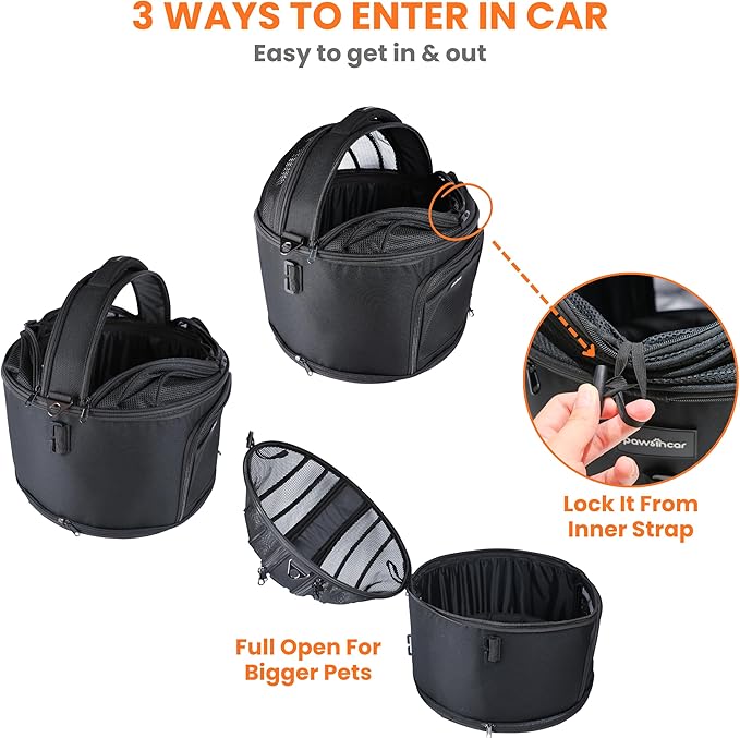 3-in-1 Crash-Tested Cat & Small Dog Car Seat (5-Star CPS Certified for Car Crash Protection) | Enclosed Cat Bed Cave | Portable Pet Carrier | Zero Carrier Switch Stress for Vet Visit & Outdoor Travel.