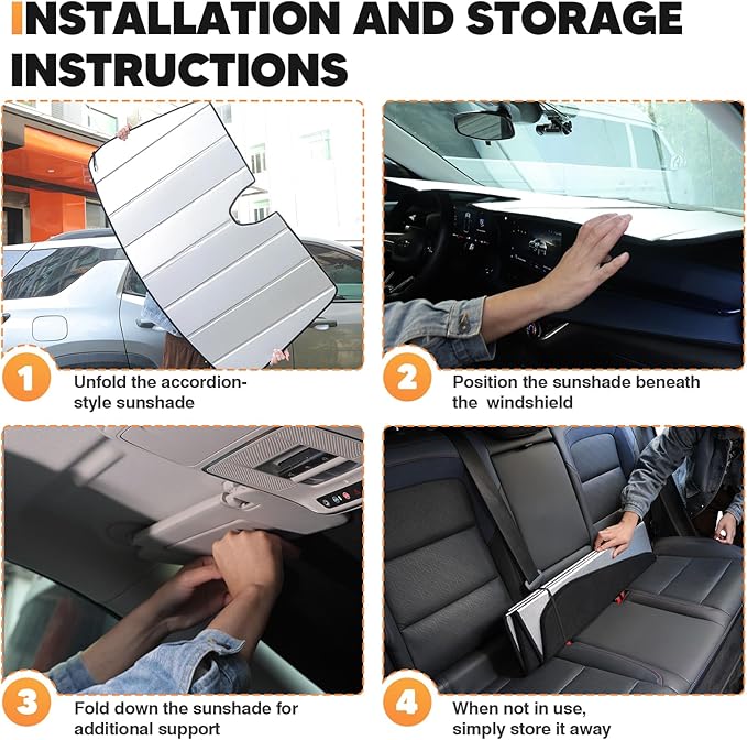 KUST Windshield Sun Shade for Honda CRV 2023-2025 2026 Foldable Thicken Window Sunshade UV Protection Keep Cool Sunshield Easy Install Sun Visor Accessories Aluminum Film