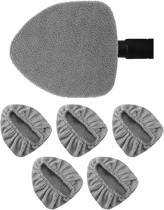 5 Pack Microfiber Windshield Cleaning Pads, Replacement Heads Cover for Windshield Cleaner Tools, Cleaning Tool Bonnets Fits Window Reach Tool, Washable & Reusable Handle Not Included (Grey)