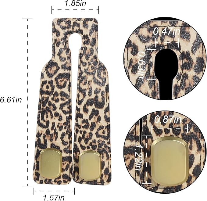 Purse and Bag Hook for Car, Zinc Alloy Seat Headrest Hooks, Upgraded Leather Car Seat Back Purses Hanger and Bags Holder (Leopard, 2Pack)