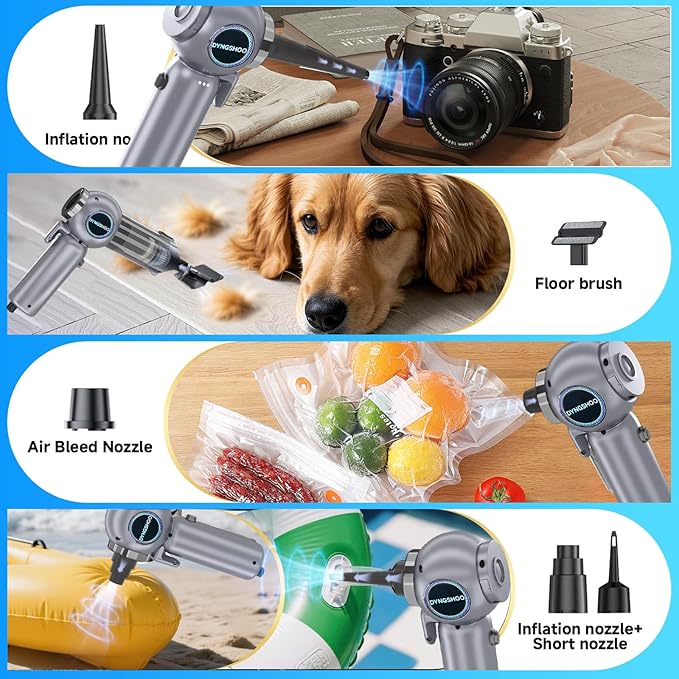 Handheld Car Vacuum Portable Cordless（Equipped with a one-touch window breaker and seatbelt cutter)25000Pa High-Power Suction Hand held Vacuum Cleaner & Air Duster for Car Cleaning (（silver gray）)