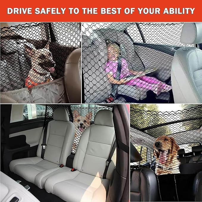 Dog Car Barrier for Nissan Murano 2002–2025, Durable Car Dog Back Seat Barrier Net, Elastic Mesh Pet Divider Storage Net, Breathable & Secure Travel Guard