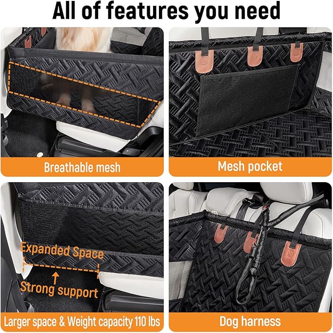 YJGF Large Dog Car Seat Large Size Dog,Pet Car Seat Cover for Back Seat Extende,Pet Booster