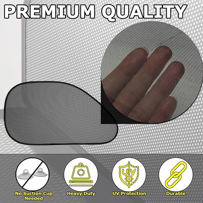 VaygWay Baby Window Sun Shade- Car Accessories Side Sun Visor- Kids Pets Seat 2 Pk- Sun Glare UV Rays Protection- 8 Pk