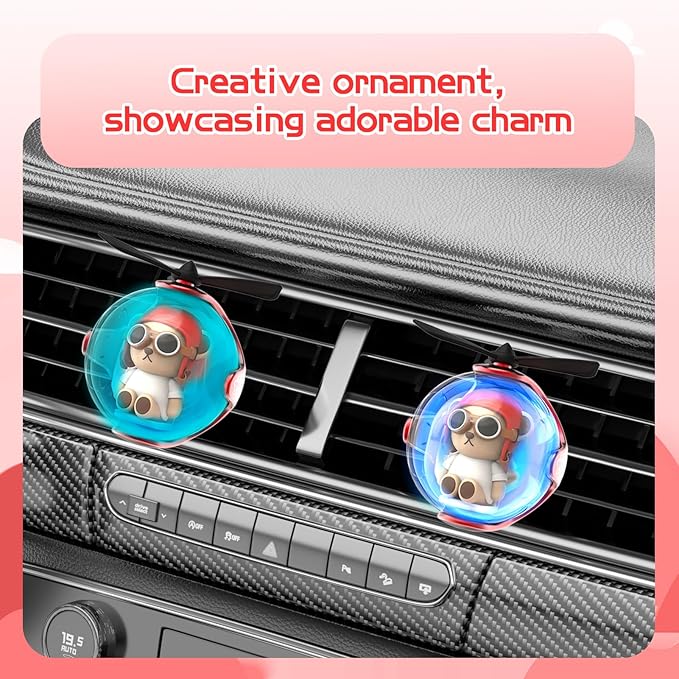 Red Bear Car Air Freshener with 6-Color Auto Light Up & 4 Scented Pads – Light Fragrance, Decorative Auto Accessories,Cute Velentine's Day Small Gift