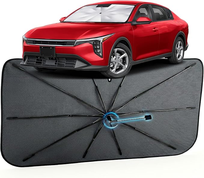 Car Windshield Sun Shade for Kia K4 2024-2026 –[Reflective Coated Fabric] Sunshade Umbrella for Front Window, Car Shades Sun Visor Keep Car Cool and Protects Interior, 1:1 Exact Fit