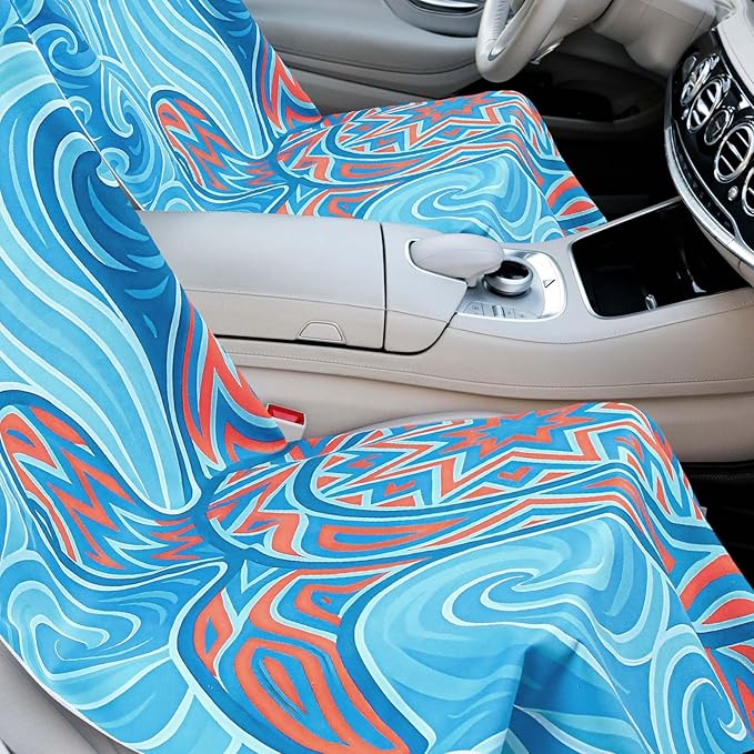 Hahafelt 2 Pack Car Seat Towel Covers with Storage Bag 63 x 32 Inch Athletic Running Towel Seat Sweat Washable Non Slip Cover Gift for Car Outdoor Sport Activities (Colorful Sea Turtle)