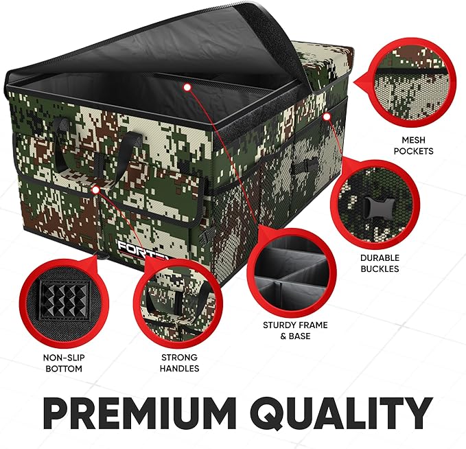 FORTEM Trunk Organizer For SUV Car Trunk Organizer, Foldable Storage, Car Accessories for Women Men, Collapsible Bag, Perfect Christmas Gifts, 600D Oxford, Non Slip Bottom, Straps, Soft Cover (65L)