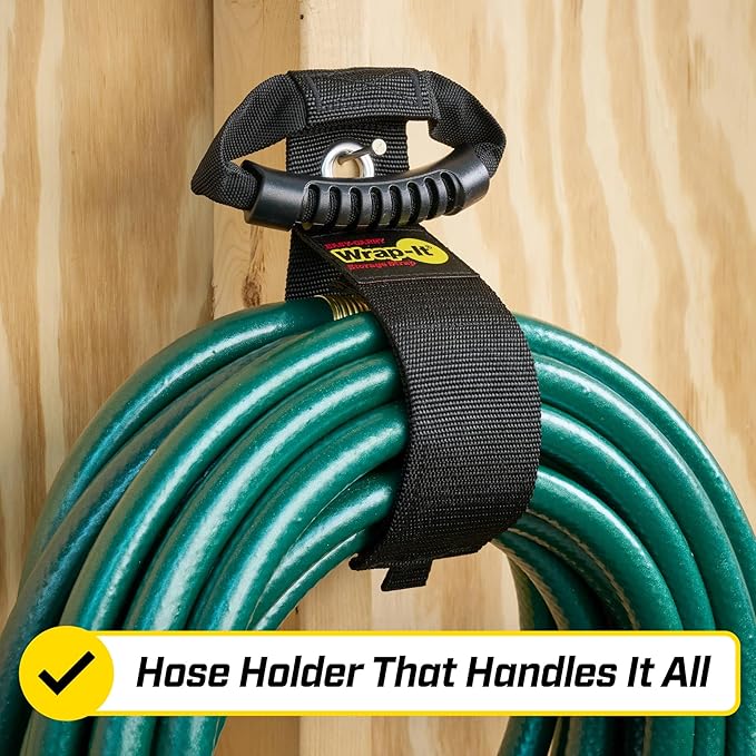 Easy-Carry Wrap-It Storage Straps - 22" (2-Pack) Black with Grommet - Extension Cord Holder Organizer for Garden Hose Storage Cord Straps