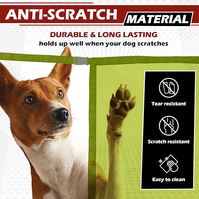 Universal Dog Car Net Barrier – Sturdy Mesh, Easy Install, Breathable Design, Easy to Clean, Flexible Bungee Cords for Adjustable Fit 23"×23" (Light Green)