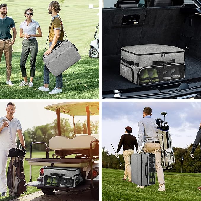 Extra Large Golf Trunk Organizer, Golf Gifts for Men Golfers, 20"x 14"x 10" 2 Layer Golf Trunk Organizer for Car, Water-resistant with Ventilated Compartment for 2 Pair Shoes and More Golf Accessories