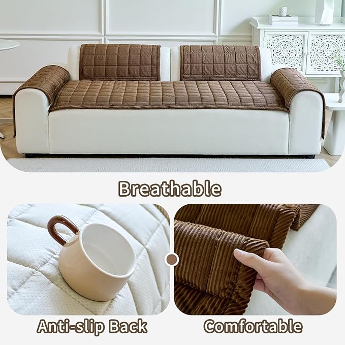 Couch Covers for Dogs Washable, Non Slip Couch Covers for Loveseat Sofa Pet Friendly, Soft Fuzzy Sofa Covers for Pet, Dog Couch Cover Furniture Protector(1PC,Dark Brown,27.6"x82.7")