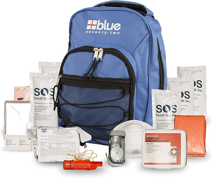 Blue Coolers Blue Seventy-Two | 72 Hour Emergency Backpack Survival Kits for 1 Person | Survival Kit for Wildfires, Earthquakes, Tornado, Hurricane, and Other Emergencies…