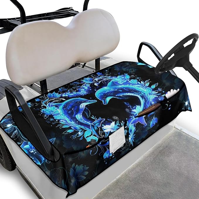 Universal Golf Cart Seat Cover with 4 Pockets Soft Golf Cart Seat Towel Blanket Fits 2-Seat Golf Carts