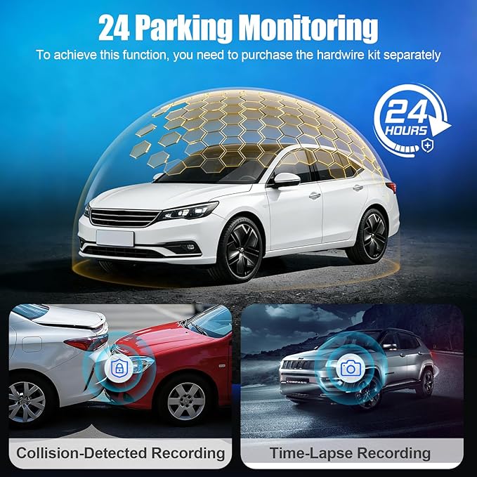 Dash Cam Front and Rear,4K+1080P Dual Channel Car Camera with Night Vision,Mini Dash Cam with 3.59" IPS Screen,5.8GHz WiFi,GPS,24H Parking Mode,G-Sensor,Loop Recording,U3 High Speed 64GB Card Included