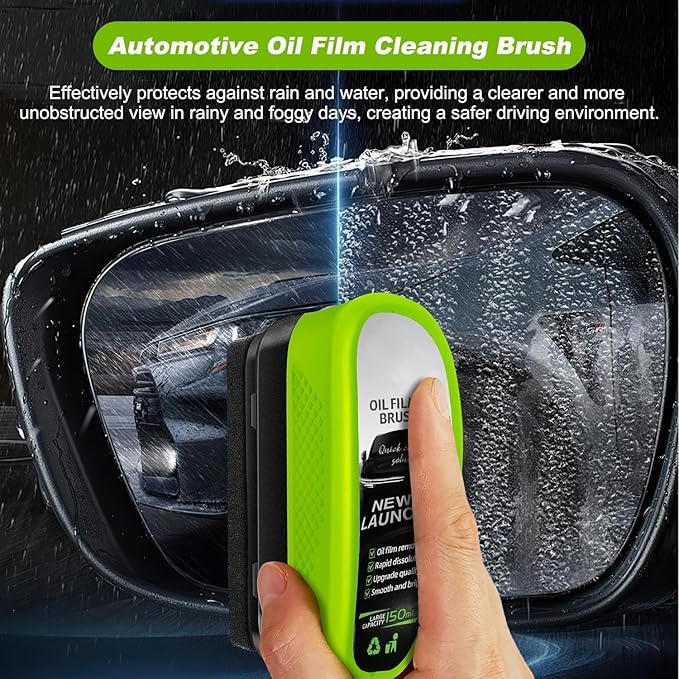 2 Pcs Automotive Oil Film Cleaning Brush, 2.0 Upgrade Clear Car Windshield Oil Film Remover Cleaning Brush for Car Window, Clear Cars Glass Cleaner Tool, Prevents Rain and Fog