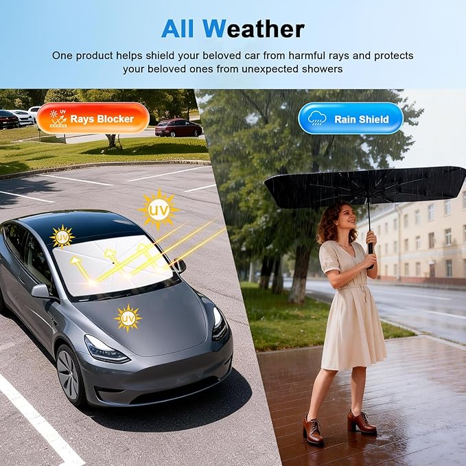 PEMOTech Sport&Compacts Car Accessories Umbrella Windshield Sun Shade | Quick-Install Reliable UV Blocker&Heat Shield | Versatile Car Window Shades | Keep Cool&Protect Interior | Small(49"X25.6")
