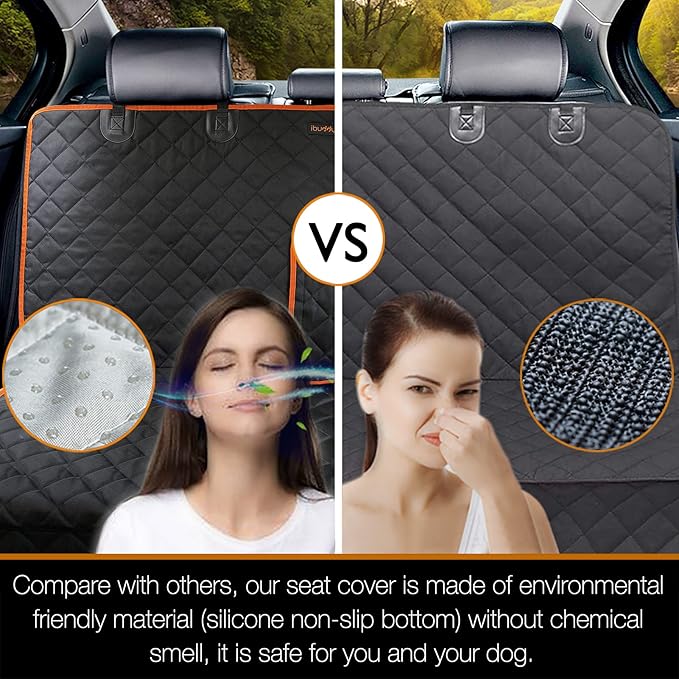iBuddy Car Seat Cover Waterproof Back Seat Cover for Kids and Dogs Without Smell Heavy Duty and Nonslip Rear Seat Protector Non Stick Fur Bench Seat Cover for SUV Van Easy to Install Machine Washable