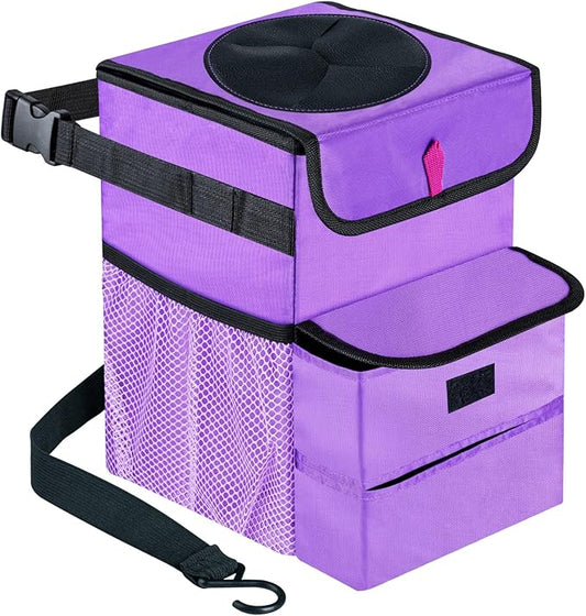 Car Trash Can Foldable Garbage Bin Leakproof 2.3 Gallons Purple