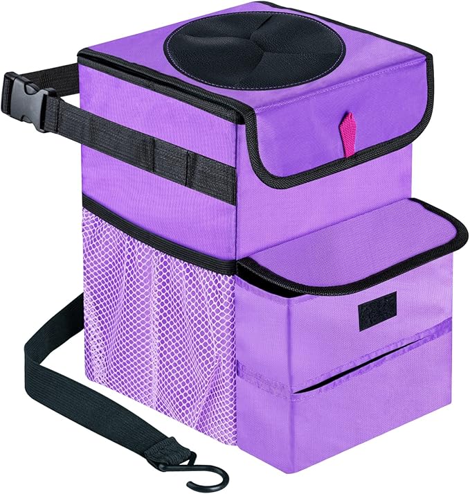 Car Trash Can Foldable Garbage Bin Leakproof 3 Gallons Purple