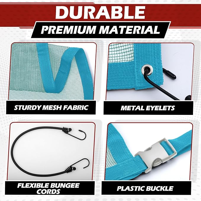 Universal Dog Car Net Barrier – Sturdy Mesh, Easy Install, Breathable Design, Easy to Clean, Flexible Bungee Cords for Adjustable Fit 23"×23" (Sky Blue)