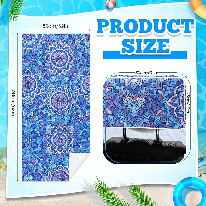 Hahafelt 2 Pack Car Seat Towel Covers with Storage Bag 63 x 32 Inch Athletic Running Towel Seat Sweat Washable Non Slip Cover Gift for Car Outdoor Sport Activities (Mandala)