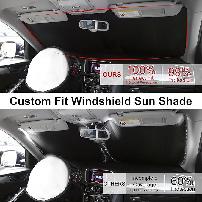 TINGLU Sun Shade for Toyota 4Runner 2010-2024 2025 Accessories Windshield Sun Shade Window Shade UV Rays Protection Sun Visor Cover with Steering Wheel Sunshade Storage Bag