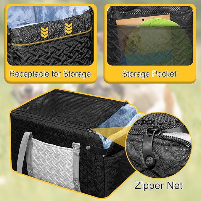 Dog Car Seats for Small Dogs, Center Console Dog Booster Portable Car Seat for Puppy, Doggy, Cats, Small Pets 0-15 lbs, with Safety Net