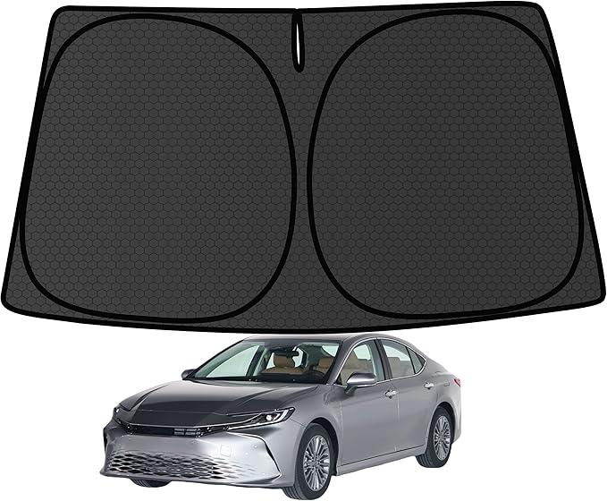 Camry Customized Windshield Sun Shade for 2025 2026 Camry TLE | XLE | SE | XSE | Hybrid Front Window Sunshade Visor Protector Foldable Blocks UV Rays Keep Car Cooler Accessories