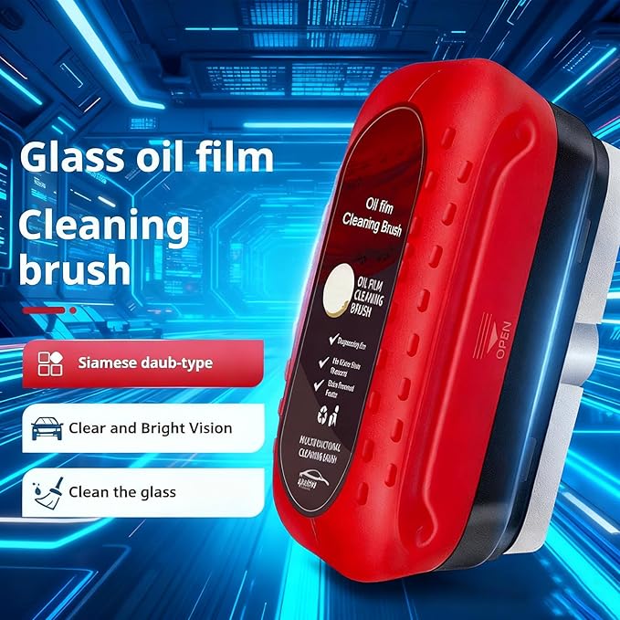 2PCS Glass Cleaner Kit, Windshield Oil Film Remover with Hydrophobic Coating & Cleaning Brush, Streak-Free Auto/Home Glass Cleaner for Car Windshields Windows Mirrors Shower Doors