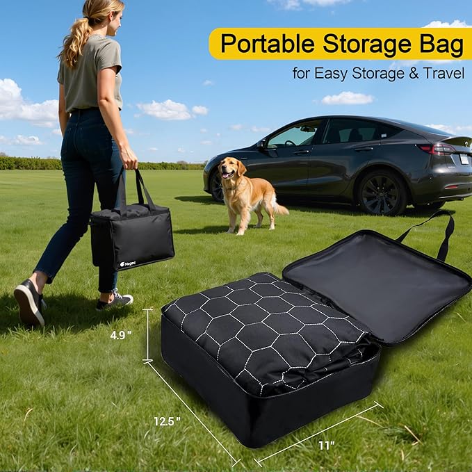Meginc Dog Seat Covers for Tesla Model Y,Dog Hammock for Tesla with Side Flaps, 100% Waterproof Tesla Model Y Dog Accessories with Mesh Window & Headrest Protector Easy Clean up Pet Car Seat Cover