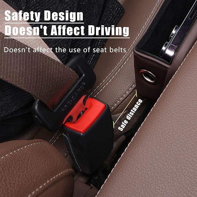 2 Packs Universal Car Seat Gap Storage Box, 2025 Car Leather Cup Holder Gap Bag, Adjustable Car Gap Seat Filler Organizer with Cup Holder for Glasses Phones Keys Cards (Red)