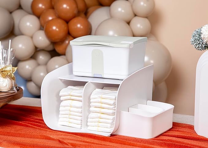 Ubbi Tabletop Diaper Caddy, Diaper Storage, Caddy Organizer, Stores Baby Diapers, Wipes & Baby Accessories, White