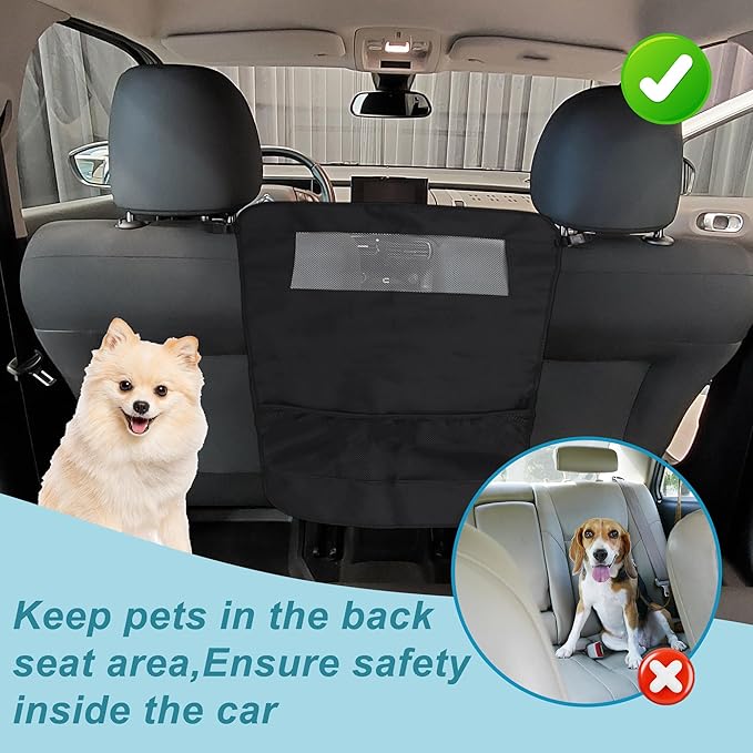 Dog Car Net Barrier, Mesh Design for Air Flow, Sturdy Material Dog Car Net Barrier, for Trucks SUV Vehicle, Black